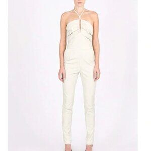 NWT NONCHALANT Label Juno Vegan Leather Jumpsuit Boutique in Off White XS